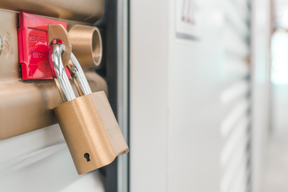 lock on locker at self storage facility
